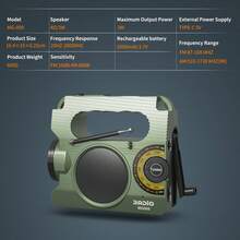 Emergency Hand Crank Radio, Weather Radio With Antenna, SOS Alarm And Reading Lamp, Flashlight, Weather Alert, Solar Powered, Ideal For Home, Gift, Survival Gear - Army Green - View 8