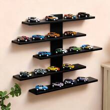 Wall-Mounted Five-Tier Display Rack, Suitable For Collecting Handicrafts And Small Ornaments, Living Room And Bedroom Decorative Storage Rack, Multi-Functional Ornament Storage Rack, Ideal For Collecting Statues And Small Figurines, Decorative Shelf. - màu đen - Xem 5