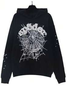 Y2K Spider Web Hoodie For Women, Oversized Graphic Pullover With Pocket, Casual Streetwear - 灰色 - 查看 9