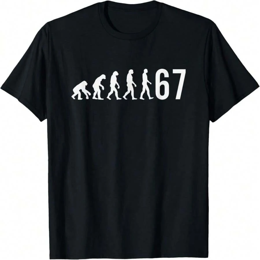 67 Meme Evolution Of Man T-Shirt - Black 16 - View 1