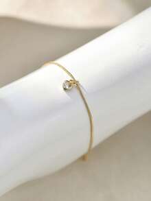 1 buah Gelang Kaki Liontin Hati Minimalis Tembaga dengan Zirkonia Kubik, Cocok Sebagai Hadiah - Yellow Gold - View 3