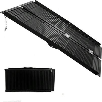 Rampa portátil para Silla de Ruedas de con asa, rampa Plegable de Aluminio Antideslizante para Silla de Ruedas para escalones en casa, Puertas, umbrales, bordillos, escaleras, Capacidad de 800