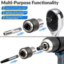 2件套棘轮丝锥和板牙套装 | 可调式夹头，3/8英寸驱动，兼容丝锥、铰刀、螺丝取出器（#6-1/2英寸） - 均碼 - 查看 7