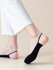 1/5/10双装 女士船袜 隐形浅口夏季薄款浅口防滑半底袜 非落跟短袜 - 彩色 - 查看 16
