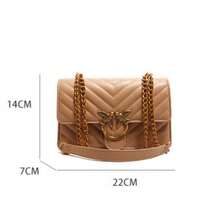 Elegante bolso de hombro para mujer en forma de golondrina, bolso cuadrado pequeño de alta calidad, elegante y versátil, con bandolera, fabricado en piel. - Marrón - Ver 5