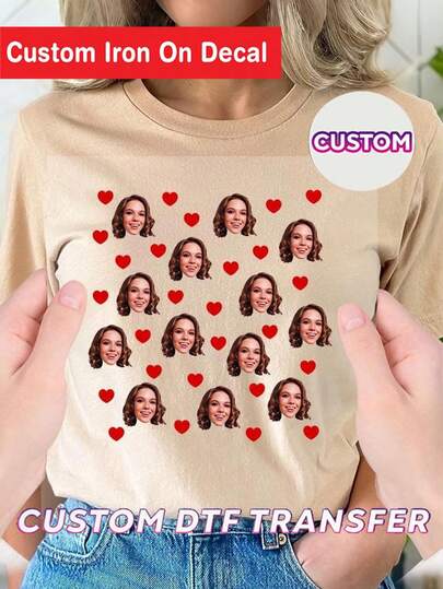 Pegatinas de transferencia de calor personalizadas para ropa - Película de transferencia DTF personalizada para camisetas, parche de plancha personalizado, película de transferencia DTF, pegatina de vinilo personalizada, transferencia de calor DIY, parche de ropa personalizado, impresión de camiseta personalizada, regalo para amigos, regalo DIY