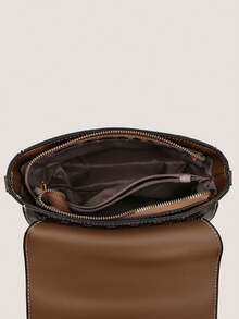 Fashionable Unique Shoulder Handbag With Clasp Closure, High-Quality Pillow-Shaped Crossbody Bag For Women - Brown - View 7