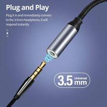 1-2pcs 3.5mm Audio Converter, Lightning To Headphone Jack Audio Adapter Cable, Fabric Auxiliary Audio Cable Compatible With IPhone 14/13/12/11/IPad, Plug And Play - Black - View 5