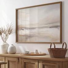 1件/套 米色海洋抽象墙画，中性风景海报印刷品，米色和灰色调抽象艺术，现代简约装饰，家居装饰客厅，墙面装饰，无框 - 風景 - 查看 3