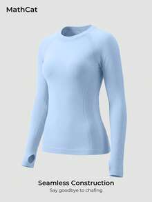 MathCat 3 Pack Women's Compression Shirt Long Sleeve Workout Tops Athletic Baselayer Quick Dry Gym Yoga Running T-Shirt - Đen, Trắng, Xanh da trời - Xem 7