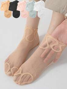 1/5/10 Pairs Of High-Quality Fashionable Invisible Circular Lace Style Comfortable Women's Socks ﻿ - Multicolor - View 2