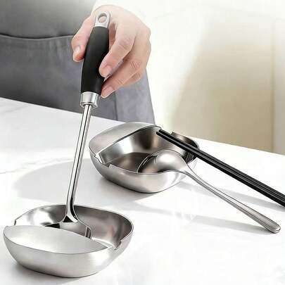 1 pièce Support à cuillère en acier inoxydable, Porte-cuillère de casserole vertical, Plateau organisateur pour spatule et baguettes, Support de rangement pour ustensiles de cuisine sur le plan de travail