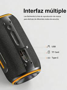 MOREKA Portable Bluetooth Speaker, 12W Subwoofer, 2000mAh Battery For Long Playtime, USB Charging, Color Changing LED Light - Black - View 4