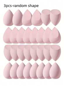 Esponja de maquillaje de tamaño grande, forma de gota de agua angulada, uso dual en seco y húmedo, no absorbente, suave y elástica, adecuada para todo tipo de piel, para base de maquillaje, corrector, BB cream, loción, esponja de maquillaje reutilizable, herramienta cosmética práctica para viajar - Rosa Pálido - Ver 9