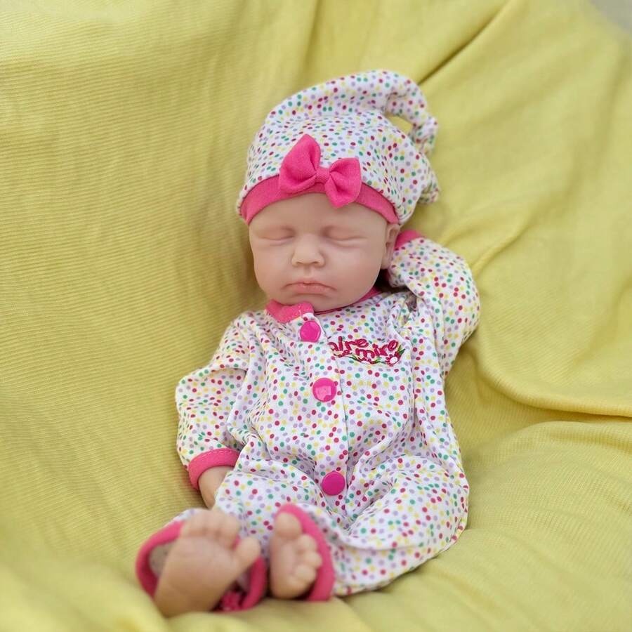 13-Inch Full Soft Silicone Reborn Baby, Colorful Onefit & Sleeping Expression, Realistic Full-Body Soft Solid Silicone Reborn Doll, Christmas Gift Easter Present Halloween Gift - Pink - View 1