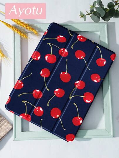Ayotu 1pc Dark Blue, Red Cherries Tablet Case & Kindle E-Book Case Compatible With IPad 10th Generation, IPad 11/Air 4th/Air 7th/9.7 Inches, Compatible With Samsung Galaxy Tab A9 Plus, Kindle (11th Generation-2024 Release)(6 Inch), Kindle Paperwhite 12th Gen 2024, Great Holiday Gift, Stylish And Simple Pattern.