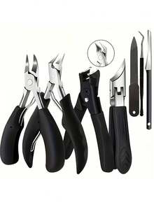 Black Stainless Steel Nail Tool Set - Nail Clippers, Nail Nippers, And Nail File With Nail Clipper - Classic Black Handle, Suitable For Men, Women, And Seniors - Multicolor - View 13
