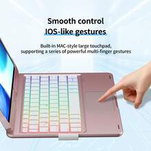 [Only Keyboard Case]Mollenmell Touch Case With Keyboard For IPad Pro 13-Inch(M5/M4, 2025/2024), IPad Air 13-Inch(M3/M2, 2025/2024) & IPad Pro 12.9-Inch, Trackpad, 360° Rotatable, 7-Colors Backlit, US English QWERTY Layout - Pink - View 9