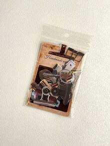 30pcs/Pack Handmade Workshop Series Stationery Paperclips, Scrapbooking Hollow Hard Cards - Multicolor - View 8