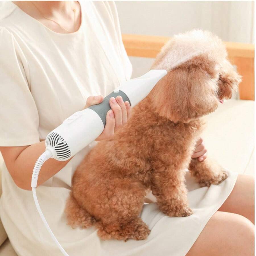 1 pieza Secador de aseo automático para mascotas, secador y cepillo portátil 2 en 1 para mascotas, adecuado para perros y gatos, secado suave y eficiente, reduce el enredo y la caída del pelo - Multicolor - Ver 1