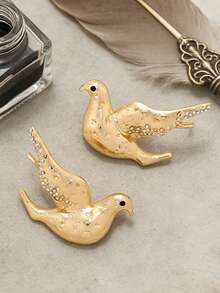 1pc Peace Earrings, INS Style Exaggerated Texture Three-Dimensional Diamond Studded Earrings, European And American Retro Textured Animal Pigeon Earrings, Women's Jewelry - Multicolor - View 5