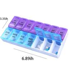 1pc 7 Day Weekly AM PM Pill Organizer, Large Pill Case Pill Box For Pills Vitamin Supplements Medication (Purple/Blue),14 Compartments Vitamin Pill Container For Tablets, Medications, Fish Oil, Home Decor, Party & Christmas Storage - Xanh lam + Tím - Xem 8