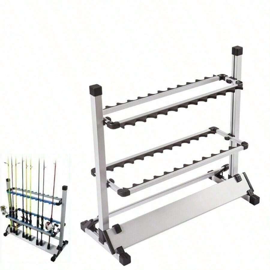Fishing Rod Rack Stand Storage Holder Aluminum Alloy Display Rack 24 Rods 72cm - white color - View 1