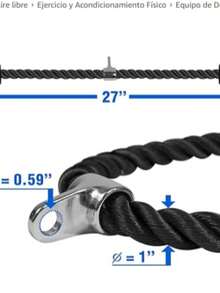 Yes4All Cuerda para Tríceps, 27" y 36" Accesorios para Poleas Gym en Casa, Agarres y Manerales - Ideal para Entrenamiento de Brazos y Espalda - Negro - Ver 6