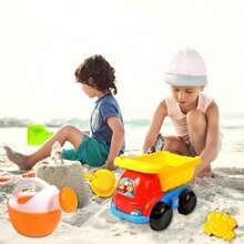 Juego de arena para niños de 11 piezas, juguete para excavar arena de playa al aire jugar con agua, carrito de cuatro ruedas y pala de arena (juego de playa de 11 piezas con carrito de cuatro ruedas) - Naranja - Ver 6