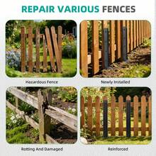 GCCSJ Fence Post Repair Kit 2/4/8 Pack – Heavy Duty 33.5 Inch Steel Anchor Ground Stakes, One-Piece Spike For Leaning Or Broken Wooden Fence Repair, Rust Resistant Fence Post Support For Quick Fix (Black) - 8-pack - View 7