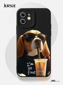 JURSUE Cute Kawaii Fashion Aesthetic Cartoon Funny Shockproof Protective Soft Phone Case Compatible With IPhone 17 16 15 14 13 12 11 Pro Max SE 2020 X XR XS Ip 8 7 Plus MZ0157 - Black - View 1