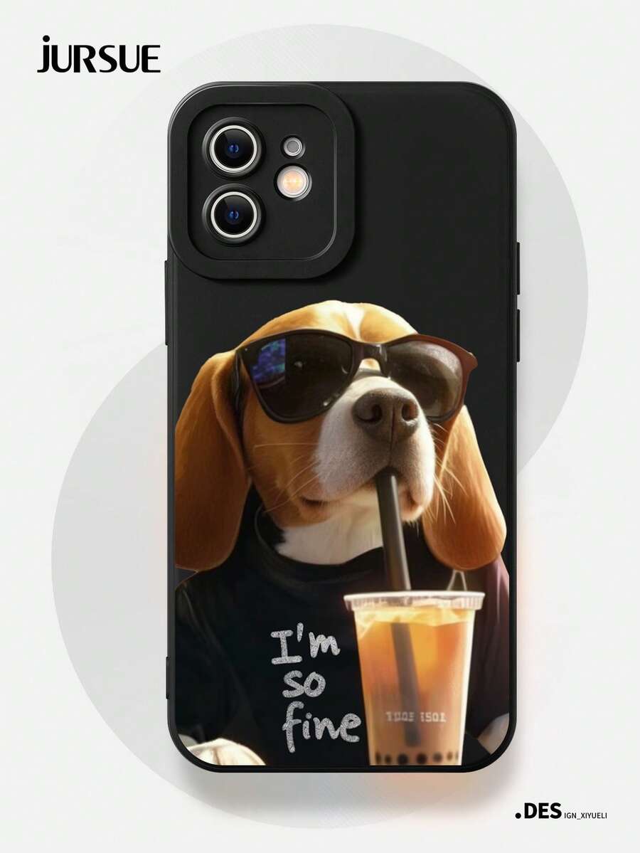 JURSUE Cute Kawaii Fashion Aesthetic Cartoon Funny Shockproof Protective Soft Phone Case Compatible With IPhone 17 16 15 14 13 12 11 Pro Max SE 2020 X XR XS Ip 8 7 Plus MZ0157 - Black - View 1