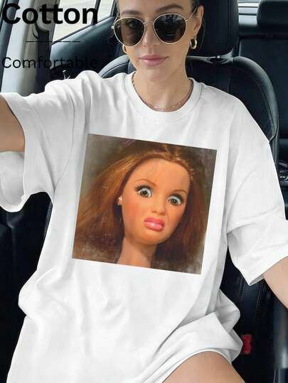 Wiosenny i jesienny styl uliczny, swobodny styl, prosty i zabawny, codzienny, wszechstronny, sportowy strój festiwalowy Y2K: unisexowa koszulka z nadrukiem, idealna na wiele okazji, z wygodnym, oddychającym wzorem, dodająca odrobinę uroku Twojemu życiu