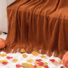 Caramel Throw Blanket For Couch, Orange Red Throw Blanket For Bed, Fall Decor Rust Red Fall Throw Blanket, Halloween Decor, 50"X60" - 焦糖 - 查看 8