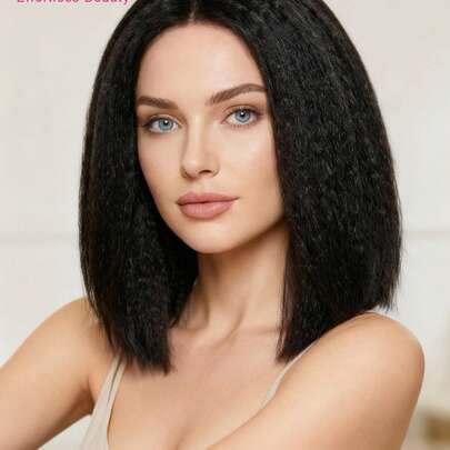 ISEE Hair Wear And Go Glueless Kinky Straight Wigs 7*5 Transparent Lace Wig 8-14 Bob Inch 180% Density Pre-Plucked Hairline & Pre-Cut Lace Stylish Wig Pre-Bleached Mini Knots Lace Unprocessed Human Virgin Hair Natural Looking Versatile Style 100% Human Hair Wig Artistic Elegance Active Energy Casual Everyday Romantic Getaway Sport Vacation Bridesmaid Gifts Hair Stuff Gifts For Women Accessories Women Slaying Wig For Your Next Level Night Out