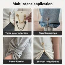 1/3pcs Clover Magnetic Button T-Shirt, Adjustable Shortened Length, Magnetic Waist Buckle, Slim Fit - Camellia - View 4