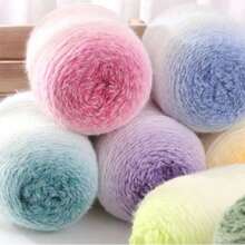 200克渐变长绒毛纱线 - 手工编织纱线，适用于帽子、围巾、服装、DIY工艺品 - 多色 - 查看 4