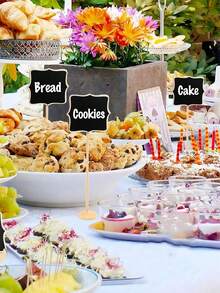 12pcs/6pcs/2pcs Wooden Mini Chalkboard Set With High & Low Stands, Suitable For Wedding Venue Seating Signs, Birthday Party Decorations, Buffet Food Labels, Message Boards, Small Rectangular Chalkboards, Multi-Scene Reusable - Multicolor - View 2