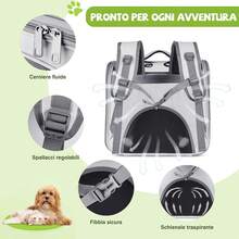 ALLSOPETS Sac à dos pliable pour chien et chat avec fenêtre respirante et crochet de , sac à dos de transport pour chien avec ouverture frontale pour les voyages, la randonnée et les promenades (Lavande) - Gris nuage - Voir 5