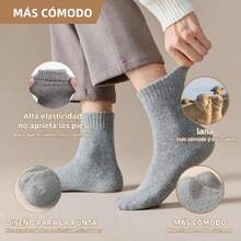 Pack de 5 Calcetines de Lana Térmicos para Mujer y Hombre, Antiolor, Ultra Cálidos, Suaves y Antifricción - Invierno, Senderismo o Hogar,41085800 - Blanco - Ver 6