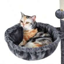 Cat Tree, 34In Cat Tower, Multi-Level Cat Condo with Extra Scratch Boards and Si - Gris - Ver 4