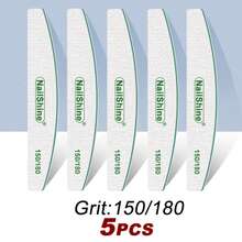 NailShine 3片/5片/10片/25片装专业指甲锉砂纸，加厚，80/100/150/180/240/320目，指甲锉抛光器，美甲打磨，半月形，青柠工具 - 彩色 - 查看 15