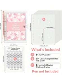 100pcs Envelope Saving Challenge A5 Savings Logbook With Cash Envelopes, Helps You Complete $5,050 Savings Challenge In 100 Days - (Partially Random) - Multicolor - View 9