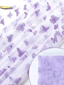 1Pc Purple Butterfly Table Runner,Gauze Gauze Polyester Double-Sided Table Cover,75*180cm Tablecloth,DIY Crafts,Butterfly Party Supplies,Gender Reveal Party Decor,Wedding Decor,1st Birthday Decorations,Baby Shower Supplies,Baby Party Supplies,Holiday Party Supplies,Table Decoration,Tabletop Decor - Purple Butterfly - View 4