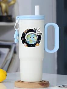 2pcs "OUT OF THIS WORLD" Space Themed Interesting Stickers - Perfect For Personalizing Your Laptop, Water Bottle Or Helmet With Unique Cosmic Designs! - Multicolor - View 4