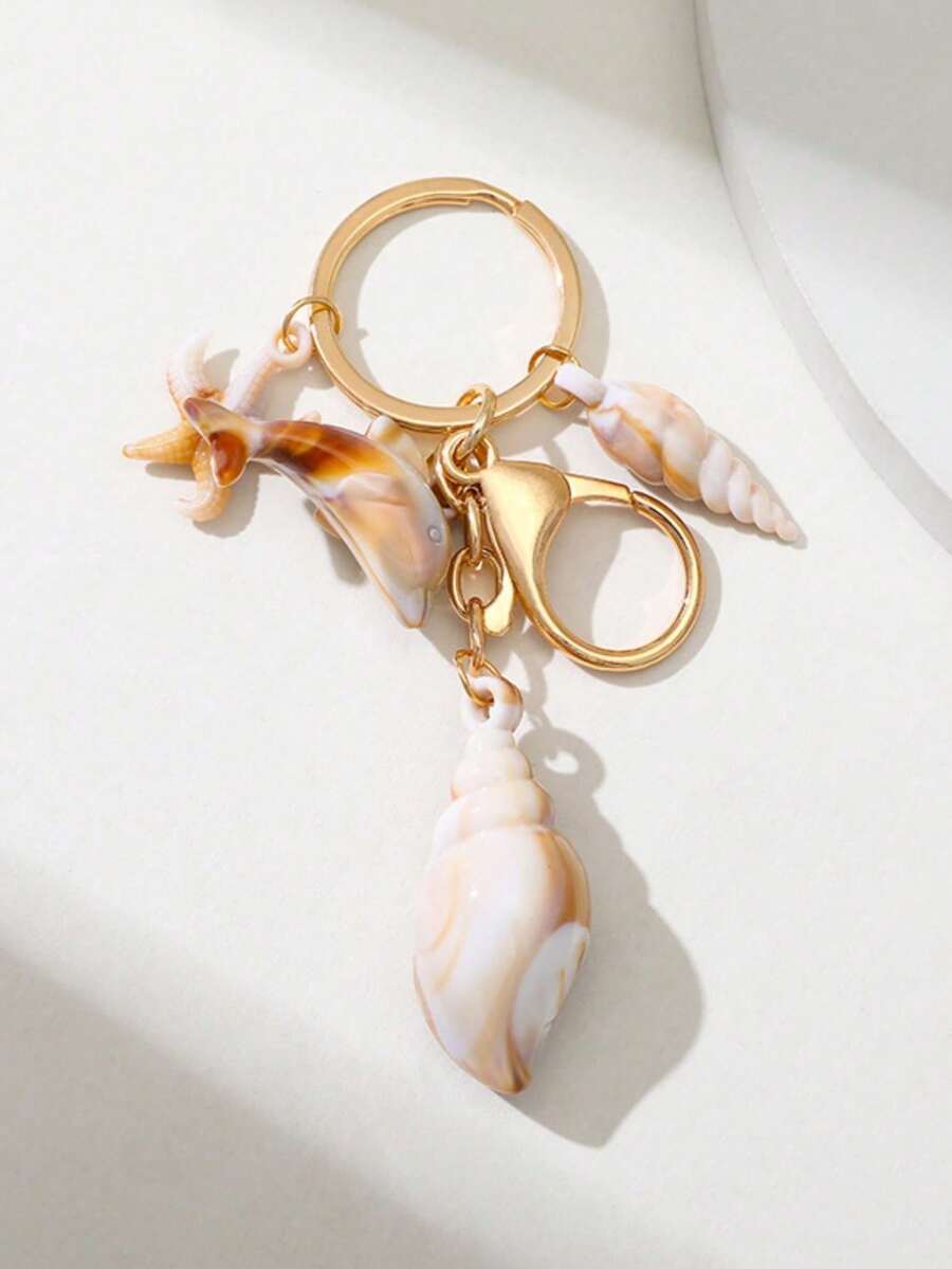 1 móc khóa hình vỏ sò unisex, mặt dây chuyền hình vỏ sò và sao biển nhỏ, thuộc bộ sưu tập chủ đề bãi biển mùa hè, quà tặng cho bạn bè, phụ kiện móc khóa, phụ kiện túi xách, đồ dùng dễ thương mang phong cách nhiệt đới, đồ dùng nữ tính, đồ trang trí xe hơi. - Nhiều màu - Xem 1
