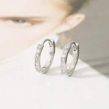 3 Pairs Zirconia Earrings Set, 1 Pair Studs + 1 Pair Clip-Ons + 1 Pair Dangle Earrings, Light Luxury Simple Style, Mix & Match Wearable - Multicolor - View 7