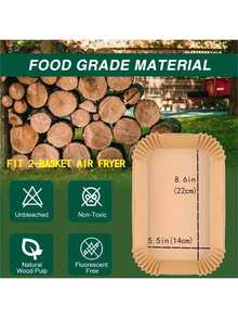 50/100 Pcs Disposable Air Fryer Liners - Rectangular Oil-Proof Parchment Paper For Dual-Basket Air Fryers - Multicolor - View 5