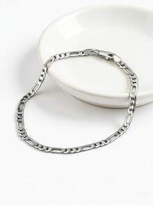 ORSA JEWELS 1pc 925 Sterling Silver 3.3mm Figaro Chain Bracelet, Unique Square Chain Design, Women's Bracelet, Elegant Jewelry, Suitable For Women And Men For Party And Daily Wear - Silver - View 17