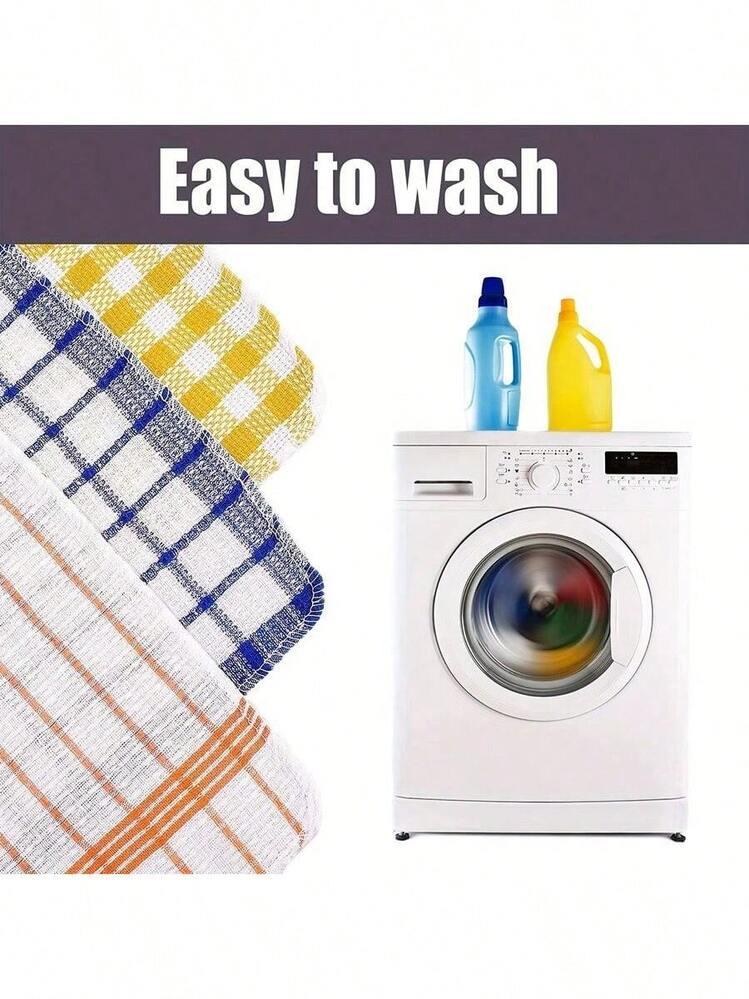 12pcs Plaid Dishcloths - Quick Dry Absorbent Kitchen Towels For Hand Washing, Square Space-Themed Dishcloths For Living Room Cleaning And Drying, No Electricity Required - Multicolor - View 7